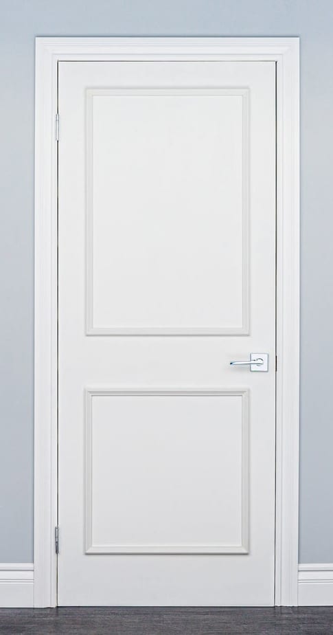 Update flat doors with budget friendly crown molding!